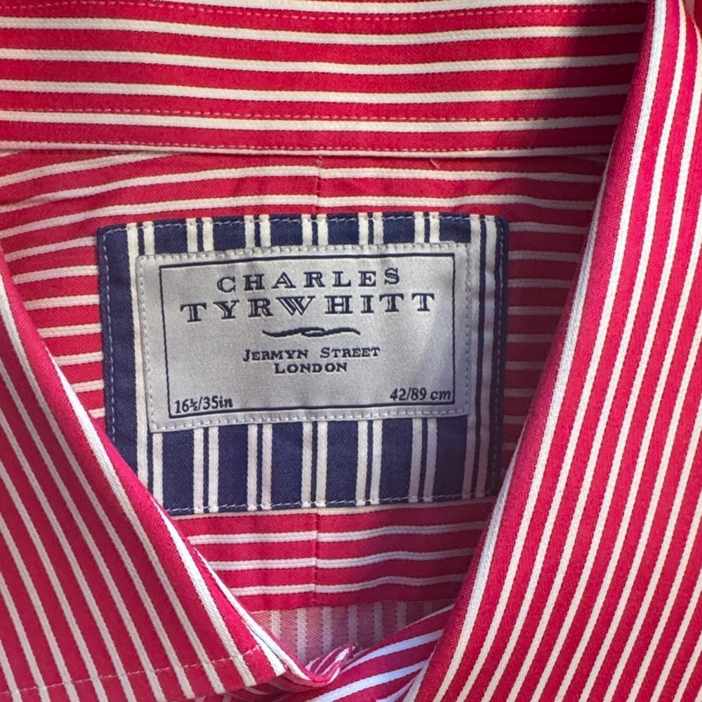 Charles Tyrwhitt Pink and White Striped Dress Shirt 16.5 - Picture 2 of 2